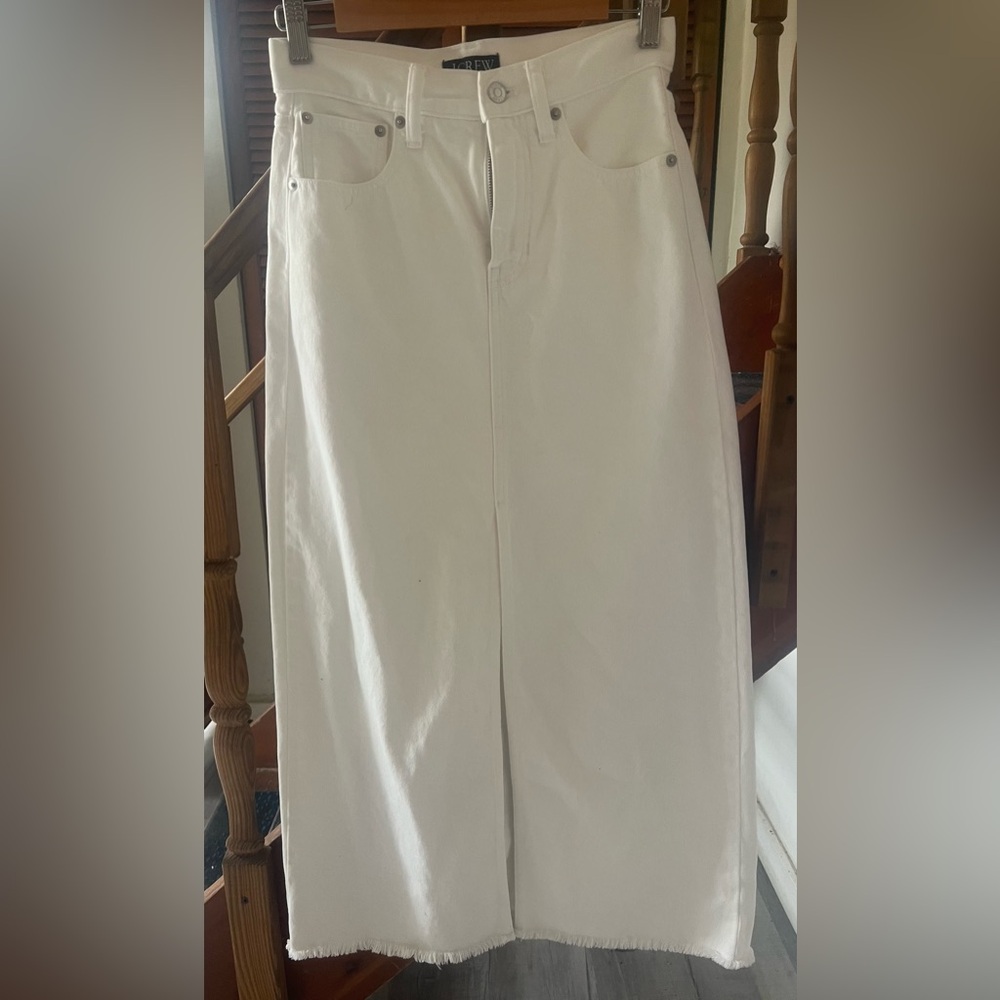 J. Crew White Denim Maxi Skirt Size 24